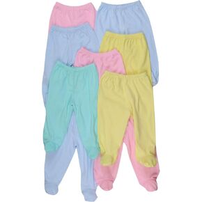 ToBeInStyle Girl's 4 Pack Comfy Warm Cotton Casual Pink Pants With Footies