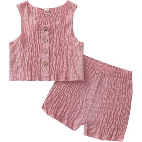 Infant Boys Cotton Linen Outfits Summer Baby Toddler Boys Sleeveless Round Neck Tops Solid Color Shorts Clothing Set