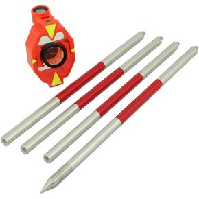 GMP111 mini prism (Dia.25.4, 25.4mm) with 4 poles for Swiss type total station + 17.5 mm Inline Metal Prism Pole Set