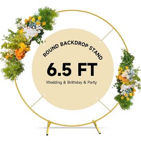 Balloon Arch Stand Metal Round Backdrop Stand Circle Balloon Arch Frame Wedding Arches 6.5FT for Ceremony Birthday Party Baby Shower Decoration