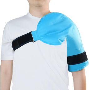Minzan Hot & Cold Therapy Ice Pack Wrap for Shoulder, Dual Fabric (Blue)