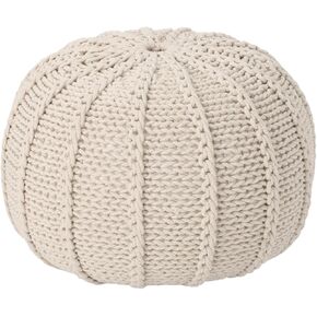 Bordeaux Knitted Cotton Round Pouf Beige