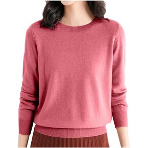 Fall Sweaters for Women Merino Long Sleeve Crew Neck Sweaters Lightweight Travel Hiking Shirt Pullover Top 2024