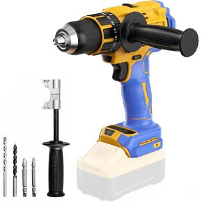 Cordless Hammer Drill Compatible with Dewalt 20V Max Battery(No Battery) Electric Drill with Brushless Motor, 1/2" Keyless Metal Chuck,4pcs Bit for Drilling Brick Wall, Metal, Wood, Screws