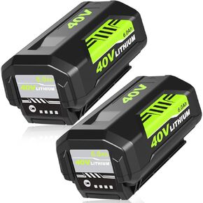 2 Packs 6.0Ah 40 Volt OP40601 OP40602 Battery Replacement for Ryobi 40V Batteries Lithium OP4060A OP4040 OP40401 OP4040A OP4050 OP40501 OP4050A OP4015 OP4026 OP40201 OP40261 OP4030 OP40301(Green)