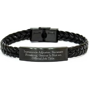 Insurance Adjuster Funny Quote Interlaced Leather Necklace for Professionals Gifts - Unique Christmas Memorable Presents for Insurance Adjusters - Engraved Stainless Steel Jewelry with PU Leather Cord