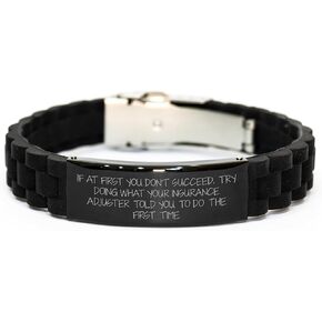 Funny Insurance Adjuster Quote Black Glide lock Clasp Bracelet, Ideal Gifts for Insurance Professionals and Adjusters on Christmas, Funny Gift Idea, Encouragement for Insurance Adjusters