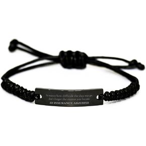 Insurance Adjuster Black Rope Bracelet - Unique Inspirational Gifts for Graduation, Birthday, Christmas - Dont Forget Your Purpose as Insurance Adjuster