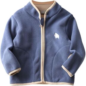 Kids Shaker Fleece High Neck Jacket Boys Girls Long Sleeve Thermal Fuzzy Zipper Jacket Outerwear Fall Winter