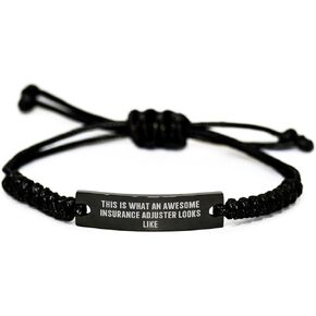Inspirational Insurance Adjuster Quote Black Rope Adjustable Leather Strap Gifts for Insurance Adjusters at Christmas - Encouraging Words for Insurance Professionals