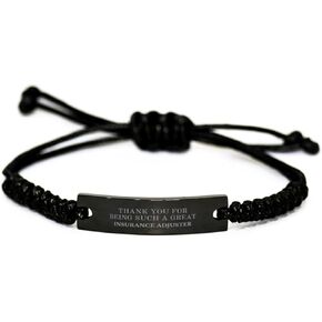 Thank You Insurance Adjuster Black Rope Bracelet - Unique Appreciation Gifts for Him or Her, Christmas, Birthday, Graduation, Insurance Adjuster, Insurance Adjuster