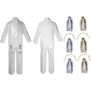 New Born Baby Boy Christening Baptism Church White Suit Guadalupe On Stole Sm-7