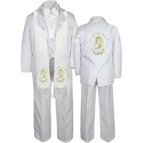 Baby Kids Christen White Paisley Tuxedo All Gold Virgin Maria Pope English Sm-7