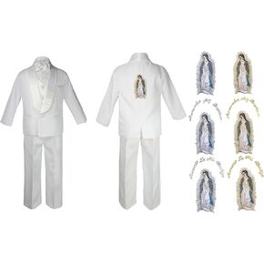 New Born Baby Boy Christening Baptism White Suit Maria Guadalupe On Back Sm-7
