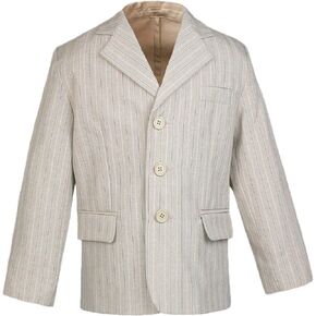 Baby Toddler Boy Formal Wedding Party Tuxedo Suit Pinstripe Taupe Jacket Sm-20