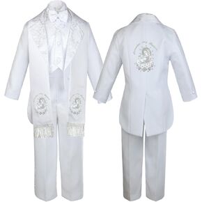 Kid Boy Baby Briding White Taxedo Silver English Mary Pope Stole SM-7