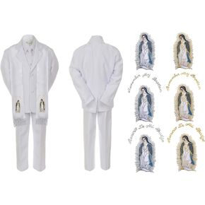 Baby Boy Kid Christening Baptism Communion White Suit Mary Maria Stole Sm-7