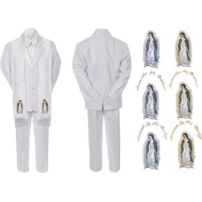 Baby Boy Christening Baptism Church White Suit Mary Maria Guadalupe Stole Sm-7