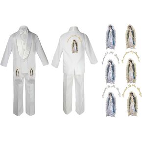 Baby Boy Christening Baptism White Suit Mary Maria Embroidery Stole & Back Sm-7