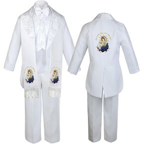 Baby Baptism White Tail Paisley Tuxedo Color Mary Maria Pope Spanish Stole SM-7