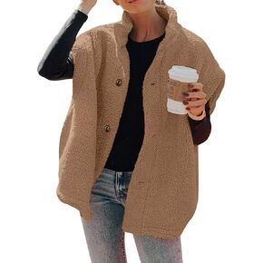 Womens Womens Sherpa سترة عرضية دافئة غامضة فو فينت