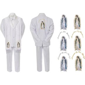 New Born Baby Boy Christening Baptism White Suit Mary Maria On Stole Back Sm-7