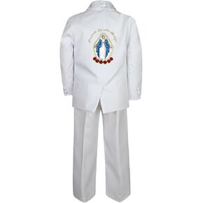 Baby Boy Toddler Christening White Tuxedo Color Virgin Mary On the back Sm-7