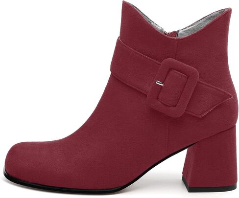 Women's Ankle Boots, Square Toe Chunky Heel Short Boots, Fashion Side Zipper Mid Heel Booties, Party Work Casual Boots in Kuwait