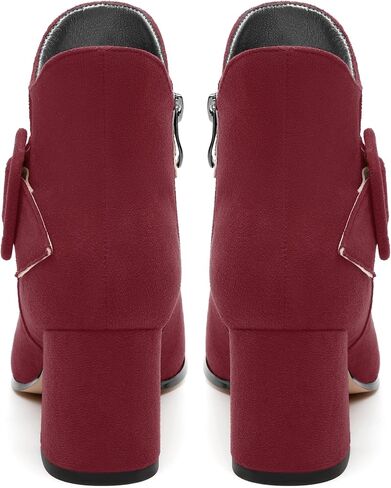 Women's Ankle Boots, Square Toe Chunky Heel Short Boots, Fashion Side Zipper Mid Heel Booties, Party Work Casual Boots in Kuwait