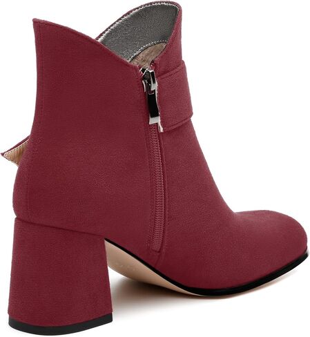Women's Ankle Boots, Square Toe Chunky Heel Short Boots, Fashion Side Zipper Mid Heel Booties, Party Work Casual Boots in Kuwait