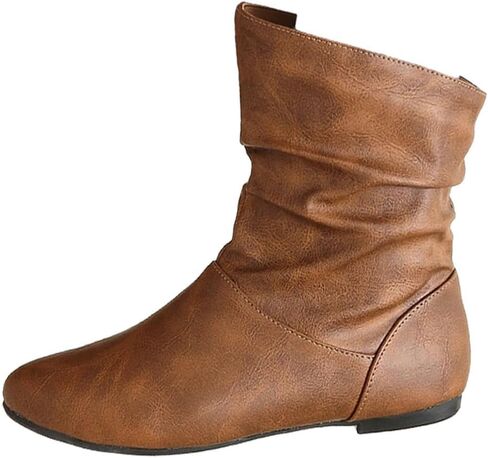 Women's Slouchy Leather Ankle Boots,Low Heel Slouchy Booties with Comfortable Fit,Ladies Soft Genuine Leather for Casual Wear in Saudi Arabia