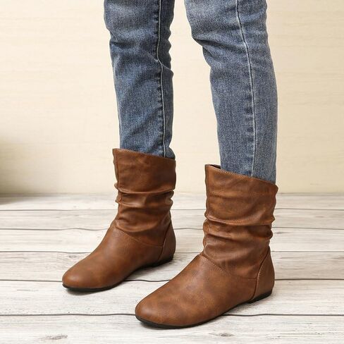 Women's Slouchy Leather Ankle Boots,Low Heel Slouchy Booties with Comfortable Fit,Ladies Soft Genuine Leather for Casual Wear in Saudi Arabia