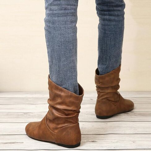 Women's Slouchy Leather Ankle Boots,Low Heel Slouchy Booties with Comfortable Fit,Ladies Soft Genuine Leather for Casual Wear in Saudi Arabia