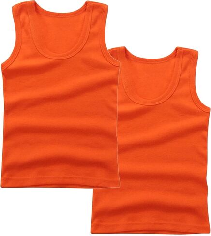 2-Pack Kids Basic Solid Sleeveless Tank Top Comfy Cotton Tee Shirts for Toddler Boys and Girls 2-14 Years in Saudi Arabia