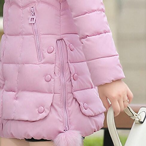 JEsilunmaMY Women's Slim Fur Hood Puffer Jacket Mid Length Insulated Quilted Jacket Solid Warm Winter Coats with Zip Pocket in Saudi Arabia