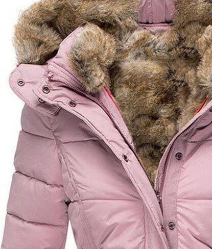 JEsilunmaMY Women's Fleece Lined Insulated Puffer Jacket Winter Coats Fur Hooded Down Parkas Slim Shearling Padded Jacket in Saudi Arabia