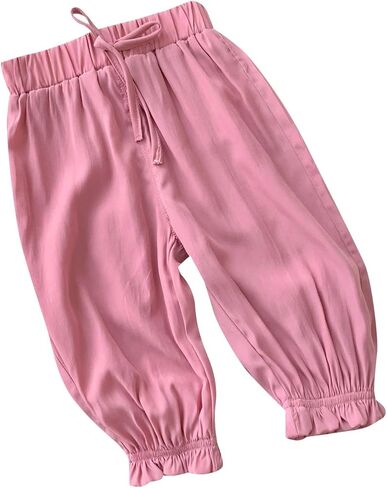 Cotton Linen Harem Bloomers Pants for Baby Toddler Solid Color Casual Ankle Pants Loose Long Drawstring Pants in Saudi Arabia