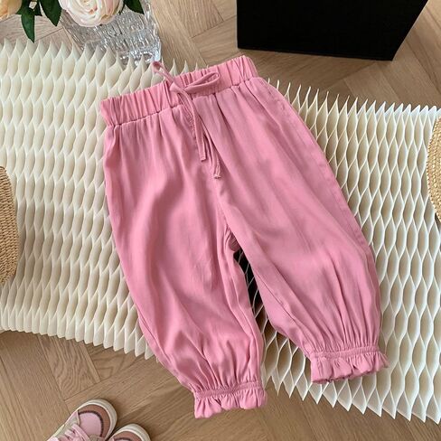 Cotton Linen Harem Bloomers Pants for Baby Toddler Solid Color Casual Ankle Pants Loose Long Drawstring Pants in Saudi Arabia