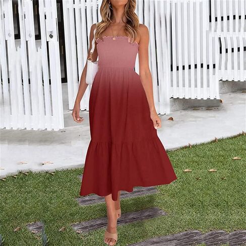 Womens Summer Off The Shoulder Casual Short Sleeve Long Maxi Beach Dress Ruffle A Line Solid Cocktail Skater Dresses in Saudi Arabia
