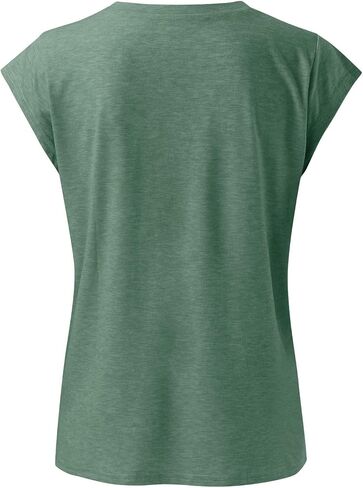 Cap Sleeve V Neck T Shirts for Women Solid Color Summer Tops Dressy Casual Beach Vacation Tank Tops with Chest Pocket in Saudi Arabia