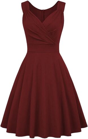 Women'S Sleeveless Wrap V-Neck A-Line Bridesmaid Cocktail Party Dress Summer Slimming Short Wrap Wedding Guest Dress in Saudi Arabia