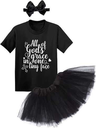 Tcombo All Of God's Grace In One Tiny Face Baby Bodysuit + Tutu Skirt + Bow Headband Set in Saudi Arabia