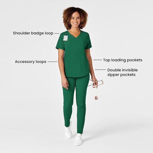 WonderWink Womens Renew V-Neck Top Medical Scrubs, Hunter, Small US in Saudi Arabia