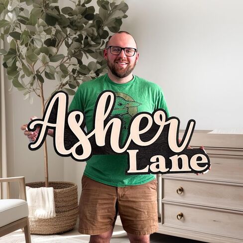 Baby Name Sign - Custom Wood Name Sign - Baby Name Signs for Nursery - Family Name Sign - Name Signs For Kids Room - Personalized Wood Nursery Decor - Wood Name Cutout in Saudi Arabia
