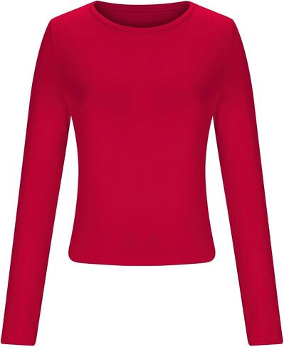 Long Sleeve Shirts for Women Petite Casual Basic Going Out Tops Workout Slim Fit Y2K Tops Crew Neck Tight T Shirts in Saudi Arabia