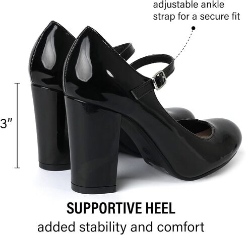 J. Adams Skippy Heels for Women - Round Toe Chunky High Heel Mary Jane Pumps in Saudi Arabia