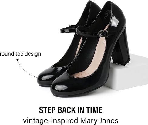 J. Adams Skippy Heels for Women - Round Toe Chunky High Heel Mary Jane Pumps in Saudi Arabia