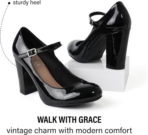 J. Adams Skippy Heels for Women - Round Toe Chunky High Heel Mary Jane Pumps in Saudi Arabia