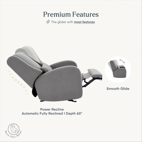 Purse & the Wingback-Power Reclining Glider for Lustery-كرسي مريح مع نسيج شحن مقاوم للبقع وموانئ شحن مدمجة-غرفة الأطفال الحديثة الأساسية (العاج) in Saudi Arabia