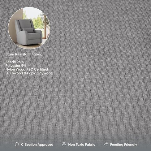 Purse & the Wingback-Power Reclining Glider for Lustery-كرسي مريح مع نسيج شحن مقاوم للبقع وموانئ شحن مدمجة-غرفة الأطفال الحديثة الأساسية (العاج) in Saudi Arabia